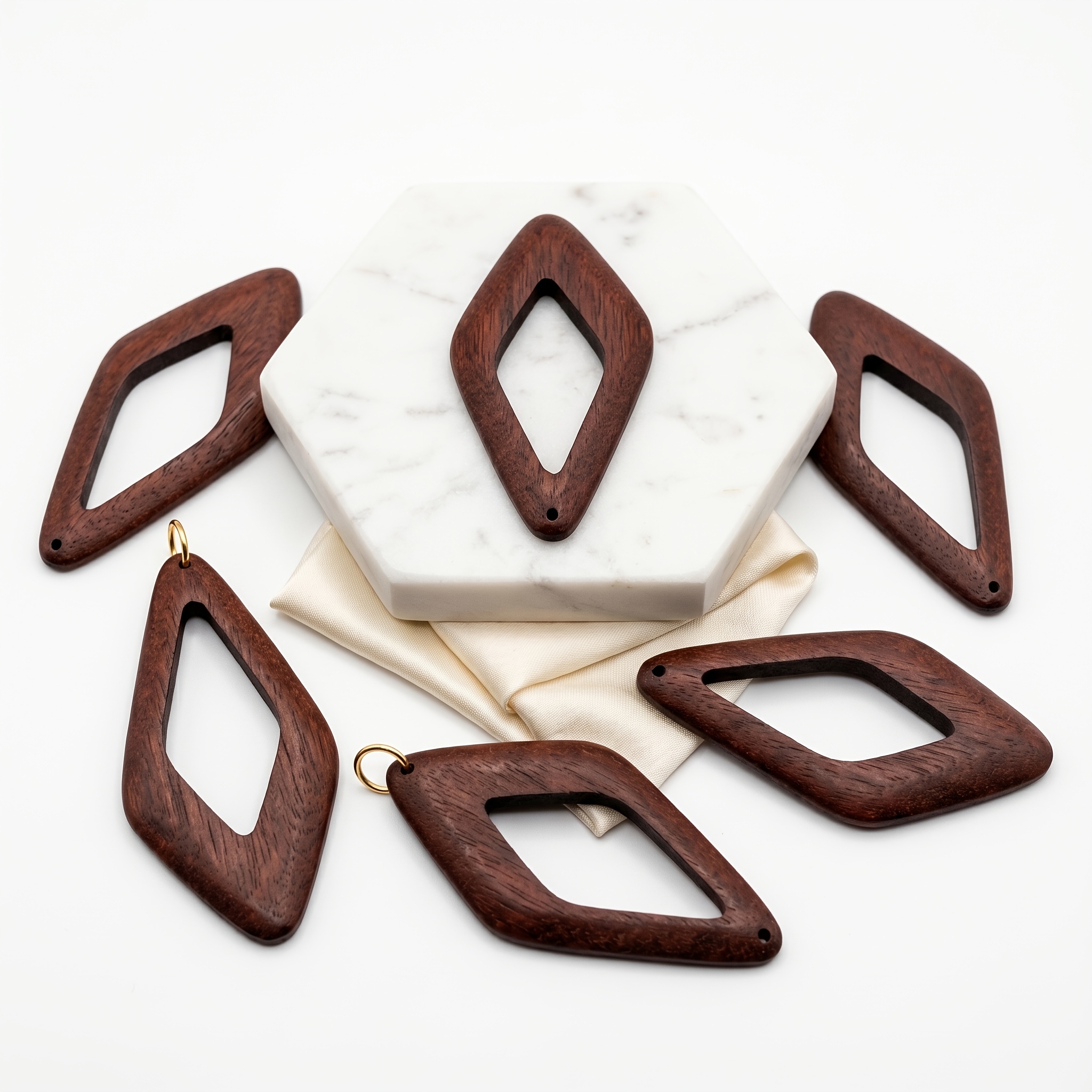 12pcs Retro Geometric Rhombus Pendants for DIY Earrings